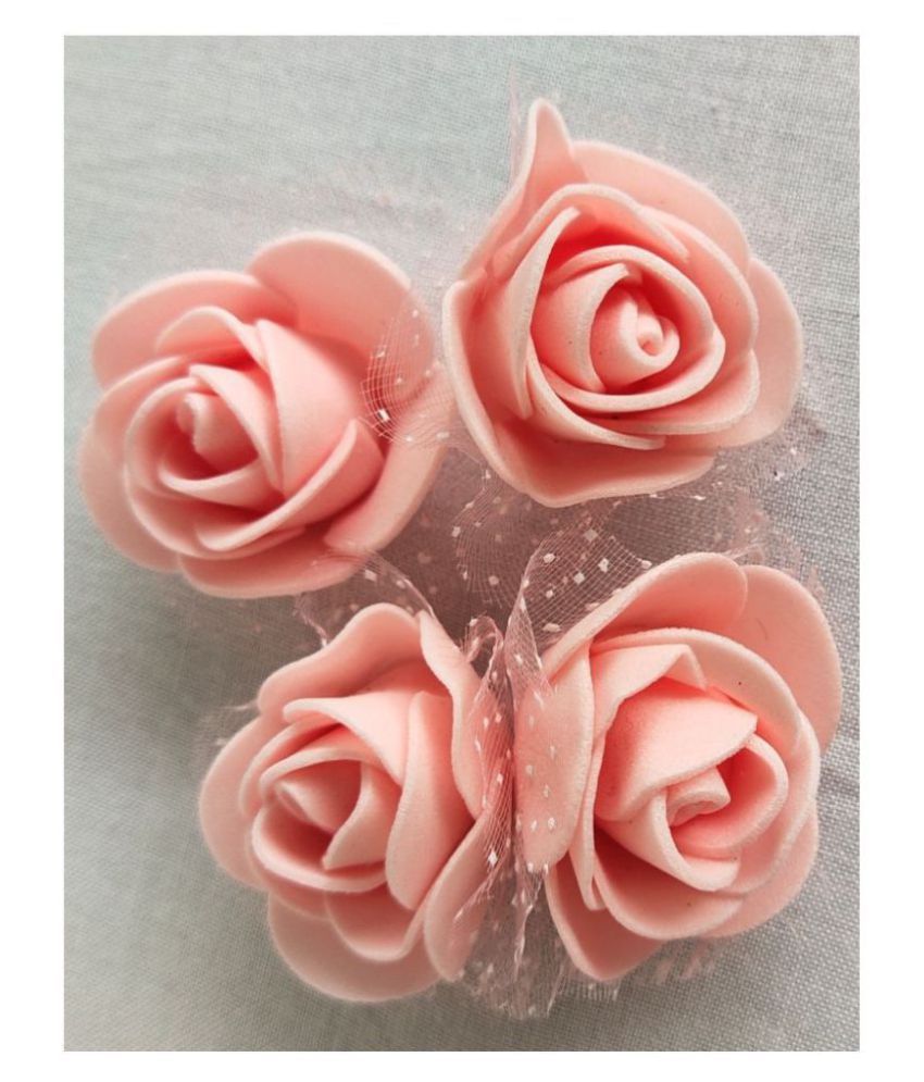 48Pcs Peach Color Rose Foam Artificial Flower For Craft & Party