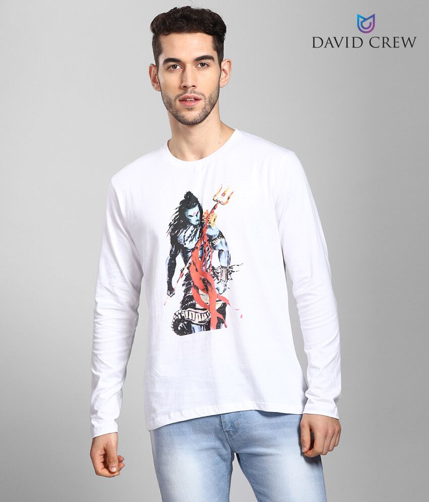     			David Crew - White Cotton Regular Fit Men's T-Shirt ( Pack of 1 )