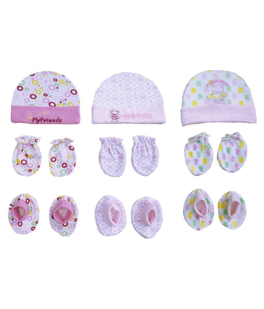 Newborn Baby Cap, Mittens & Booties Set Pack of 3 Buy Newborn Baby Cap, Mittens & Booties
