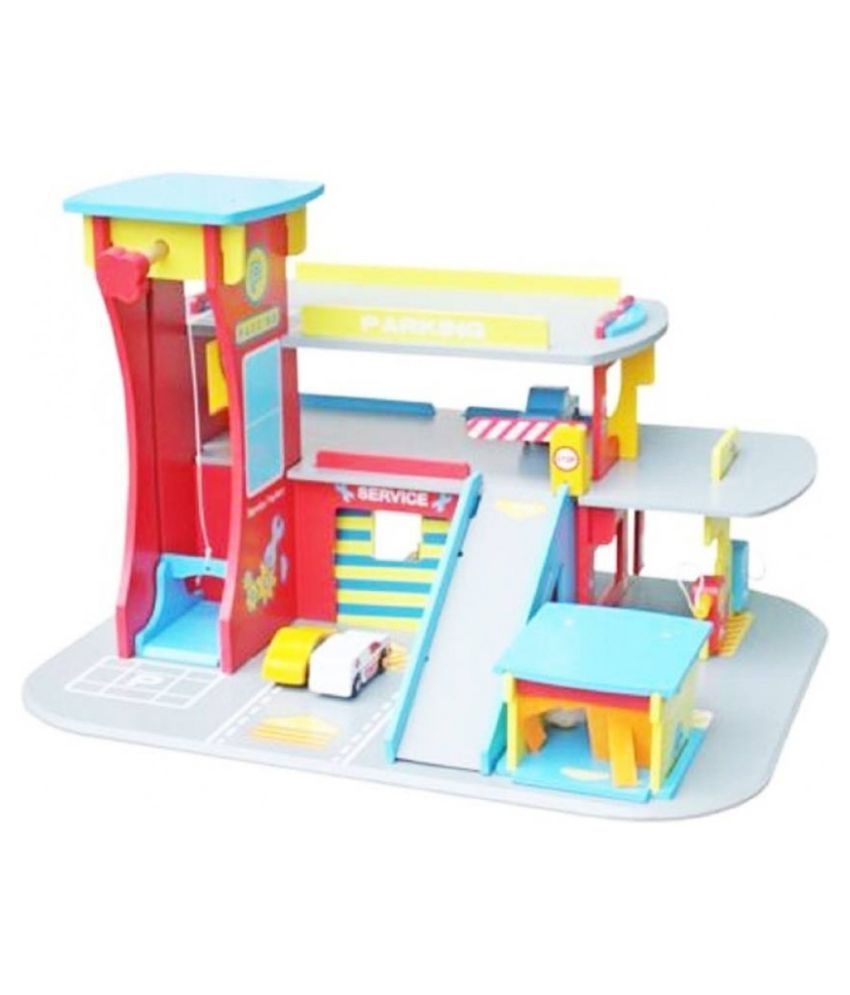 Wooden City Auto Centre Toy Role Play set With Wooden Cars