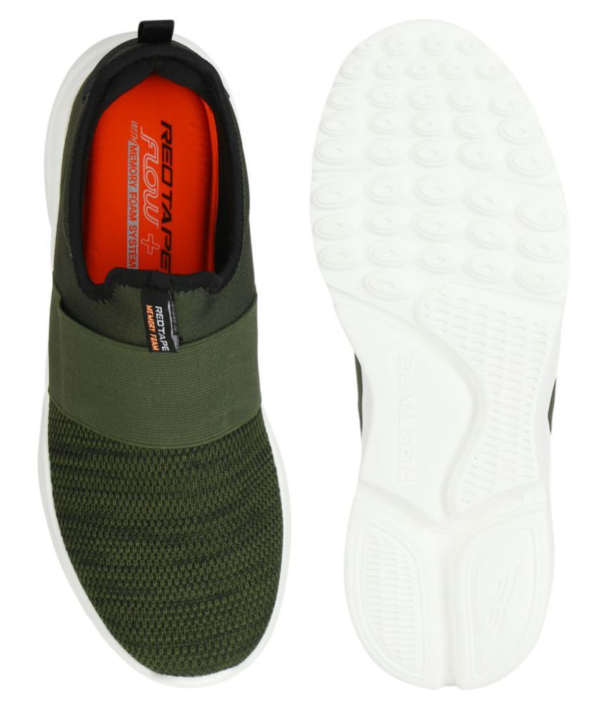 red tape men olive green mesh walking shoes