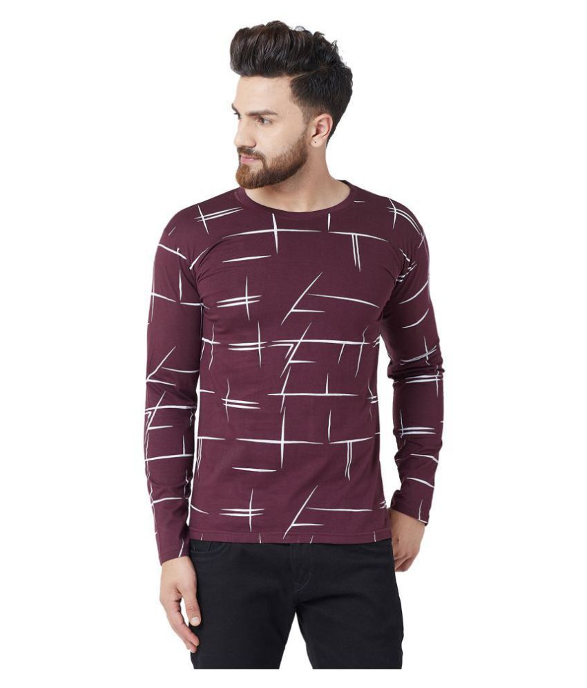 The Dry State 100 Percent Cotton Maroon Printed T Shirt