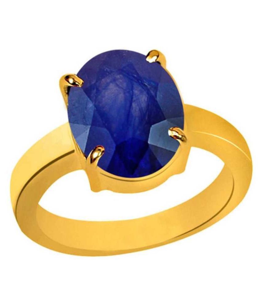 Gold Plated Blue sapphire Stone Ring 9.25 carat for Women & Men: Buy ...