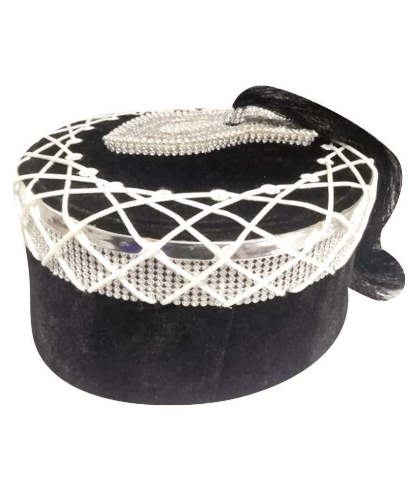 Hafiz Tahir Qadri Cap Black Embroidered 