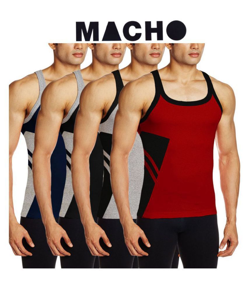     			Macho Sporto Multi Sleeveless Vests Pack of 4