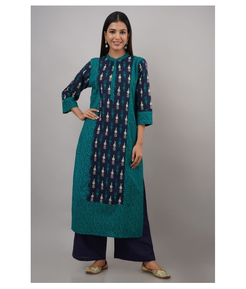     			SVARCHI Cotton Kurti With Palazzo - Stitched Suit