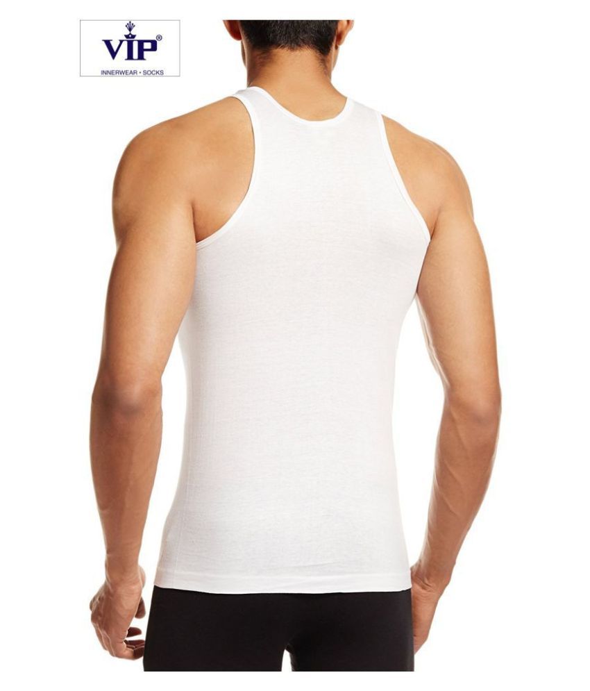     			VIP White Sleeveless Vests Pack of 7