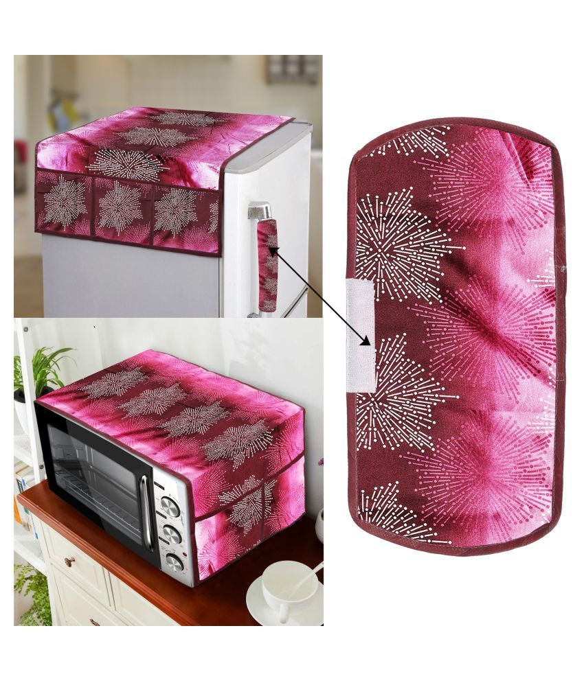     			E-Retailer Set of 3 Polyester Pink Fridge Top Cover