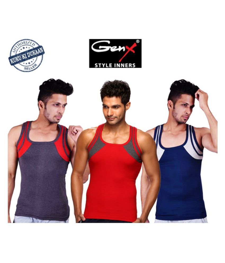     			Genx Multi Sleeveless Vests Pack of 3