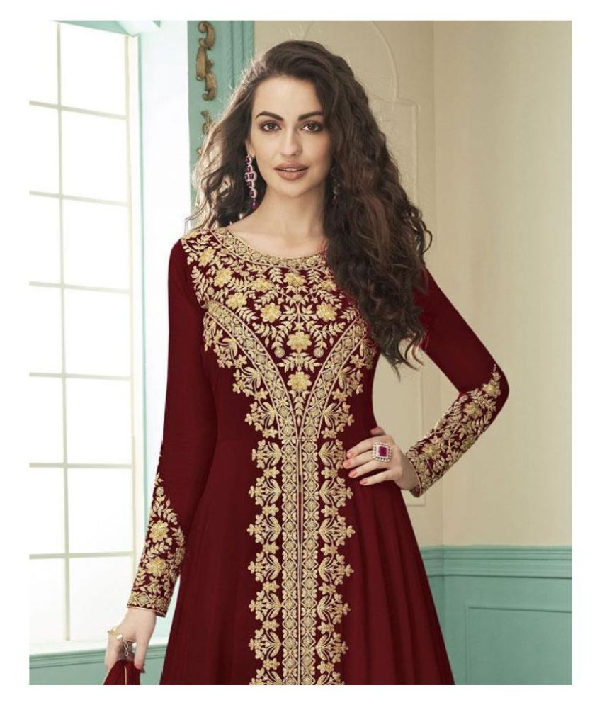 maroon ethnic gown