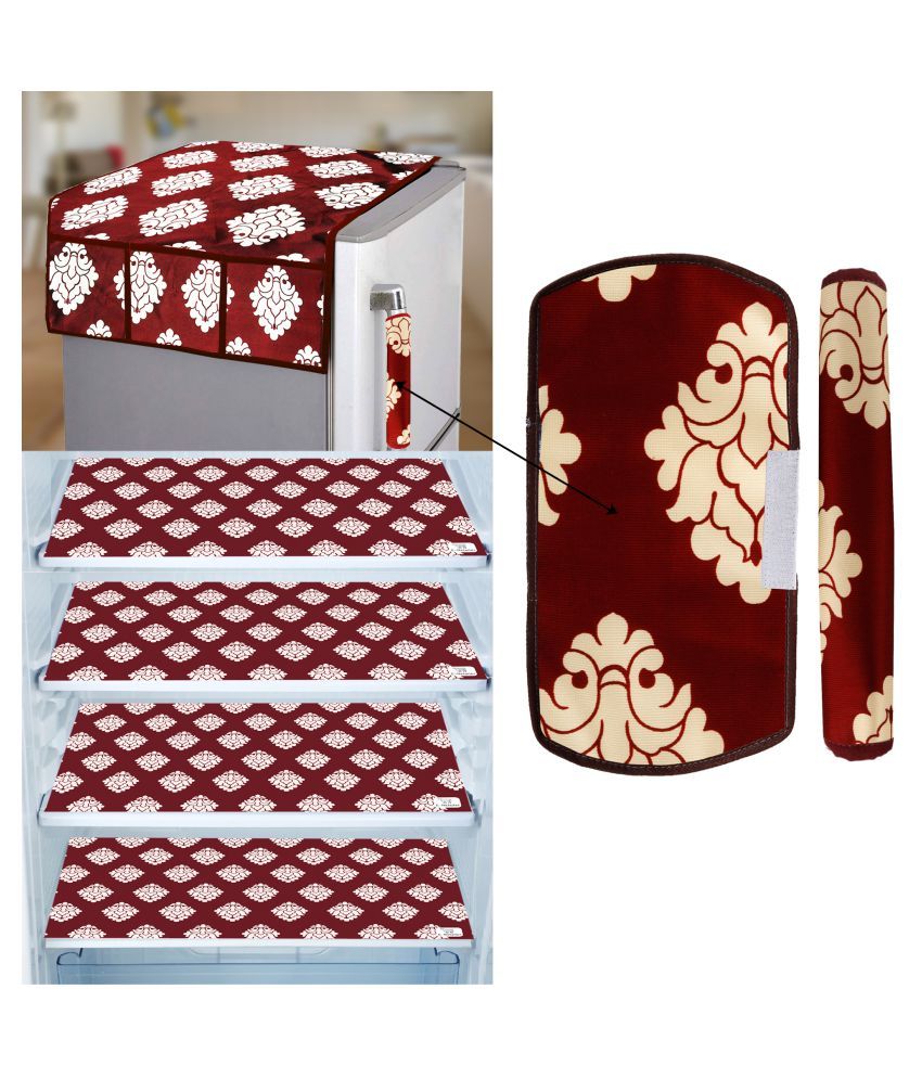     			E-Retailer Set of 7 PVC Maroon Fridge Top Cover