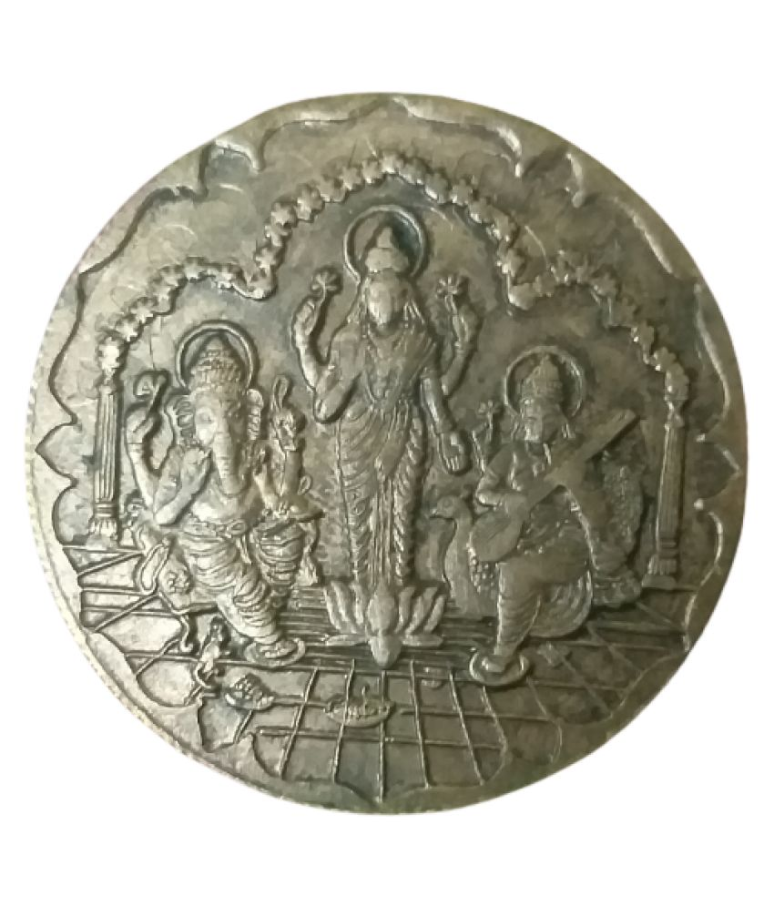     			EAST INDIA COMPANY ONE ANNA 1862   ( GANESH JI AND LAKSHMI MAA ) EXTREMELY RARE ONLY ONE PIECE BIG POOJA TOKEN