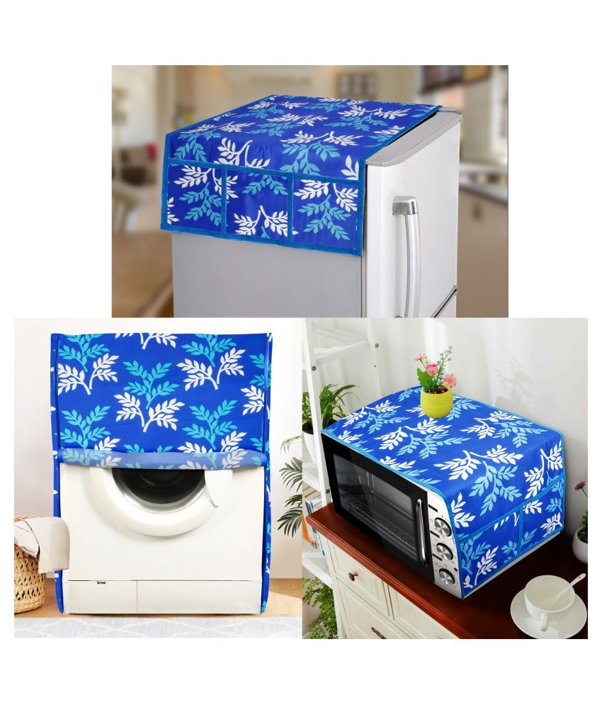     			E-Retailer Set of 3 Polyester Blue Fridge Top Cover