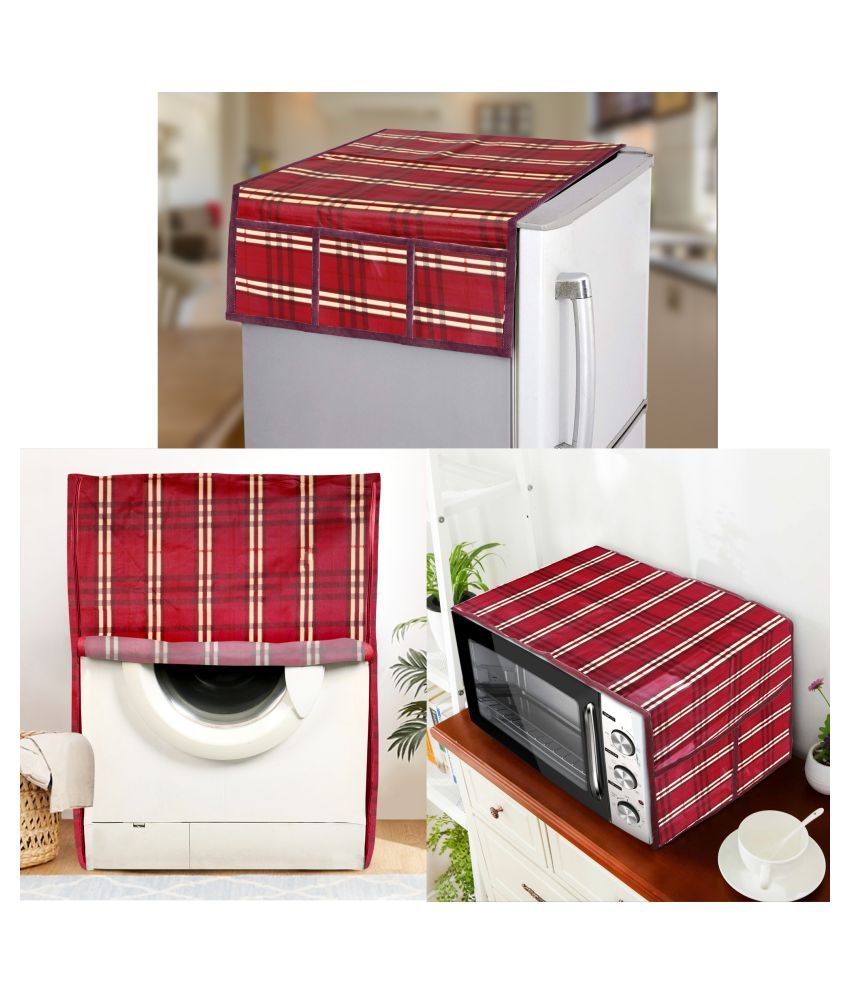     			E-Retailer Set of 3 PVC Red Fridge Top Cover