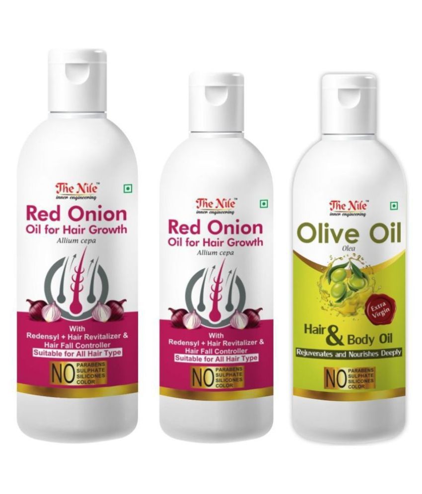     			The Nile Red Onion 150 ML + 100 Ml (250 ML) + Olive Oil 100 ML 350 mL Pack of 3