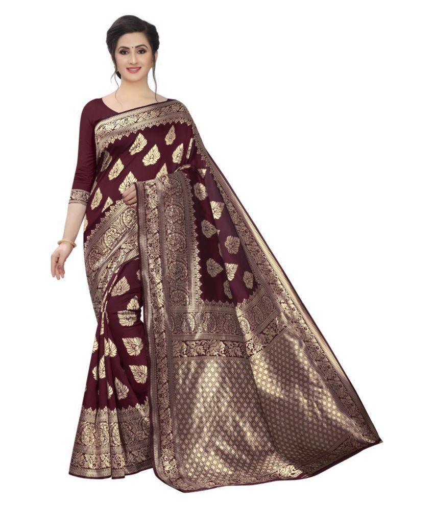 ofline selection - Maroon Jacquard Saree With Blouse Piece ( Pack of 1 )