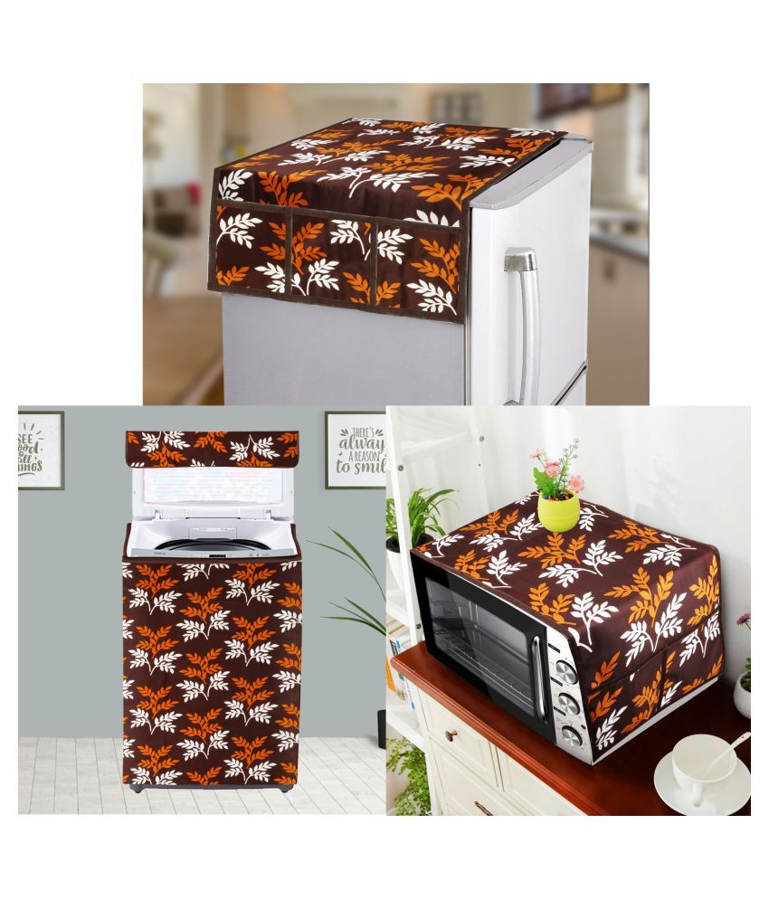     			E-Retailer Set of 3 Polyester Brown Fridge Top Cover