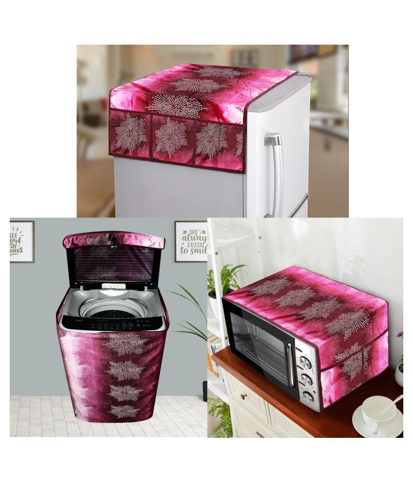     			E-Retailer Set of 3 Polyester Pink Fridge Top Cover