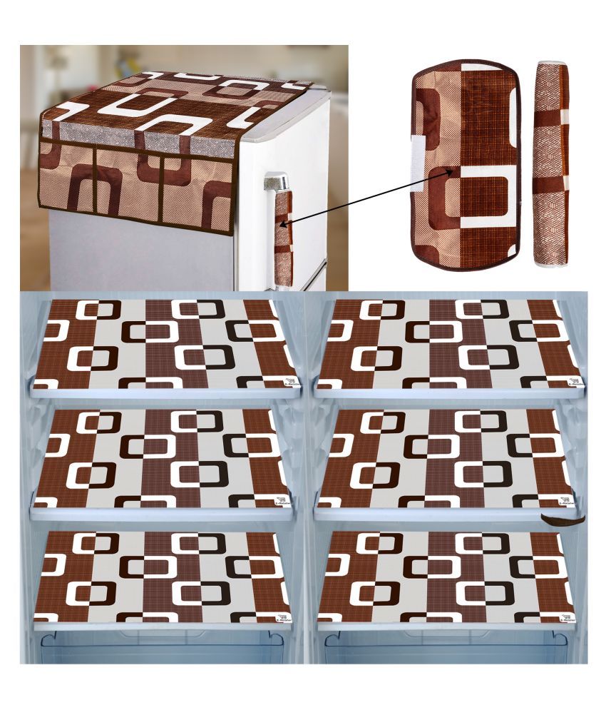     			E-Retailer Set of 9 PVC Brown Fridge Top Cover