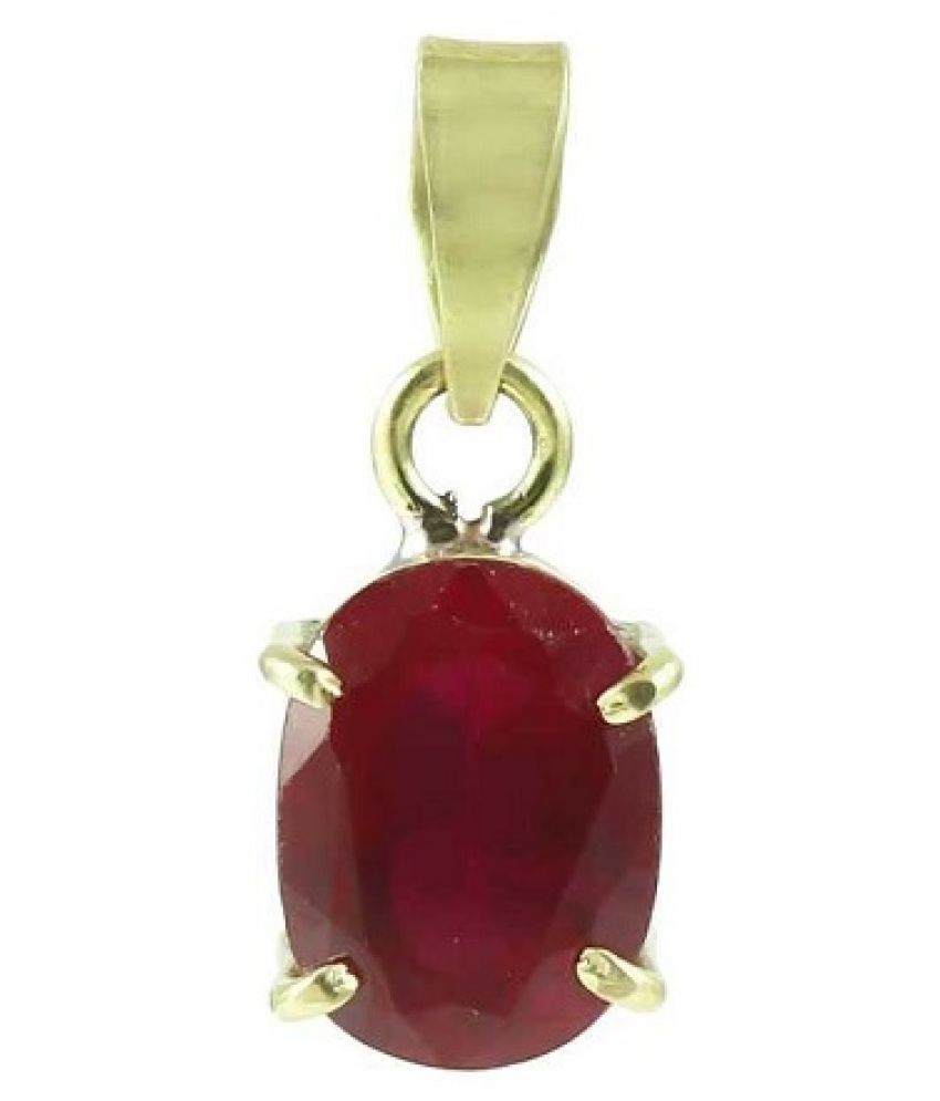 Gold Plated Ruby Stone Pendant 5.25 carat without chain by Kundli Gems