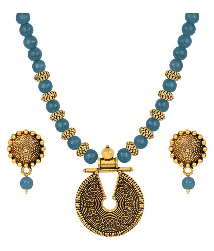     			JFL - Jewellery For Less Copper Blue Opera Contemporary/Fashion Gold Plated Necklaces Set