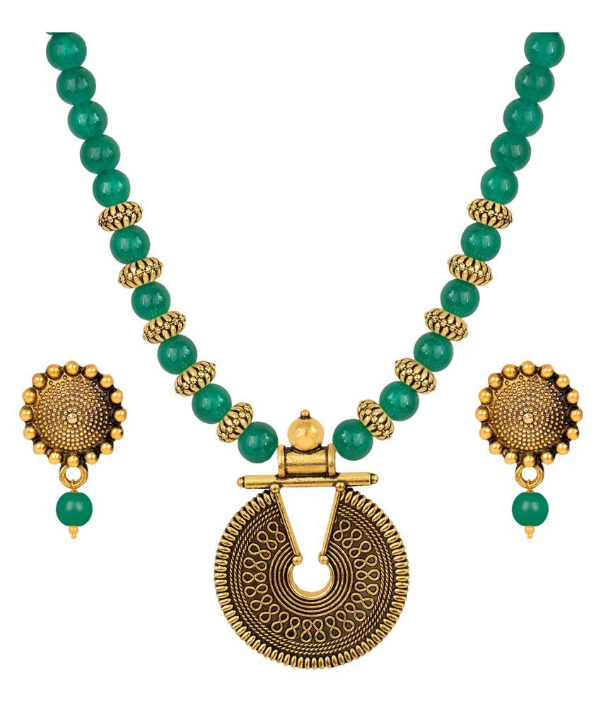     			JFL - Jewellery For Less Copper Green Opera Contemporary/Fashion Gold Plated Necklaces Set