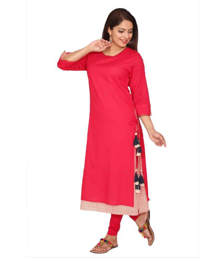 Suti Pink Cotton Straight Kurti - Buy Suti Pink Cotton Straight Kurti ...