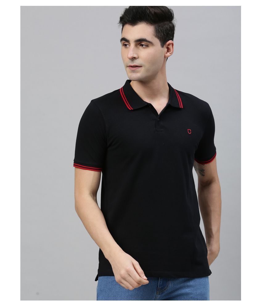 Urbano Fashion - Black Cotton Slim Fit Men's Polo T Shirt ( Pack of 1 )