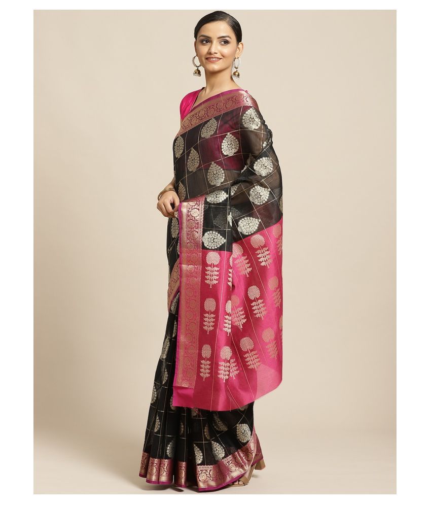     			Aarrah Black Silk Blends Saree