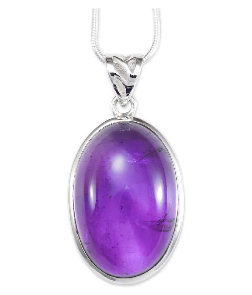 Amethyst original & lab certified 5.25 ratti silver Pendant without ...
