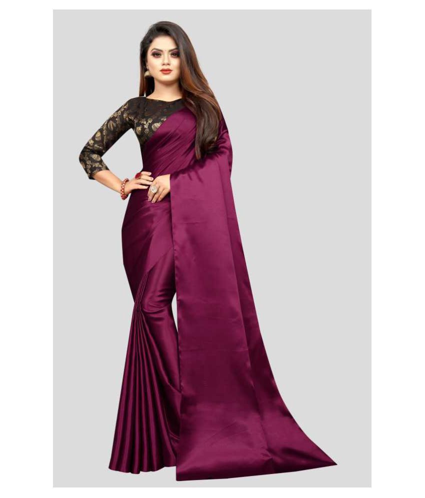     			tb mgsv PURPLE satin saree for women | like a fashionable were to women Purple Satin Saree