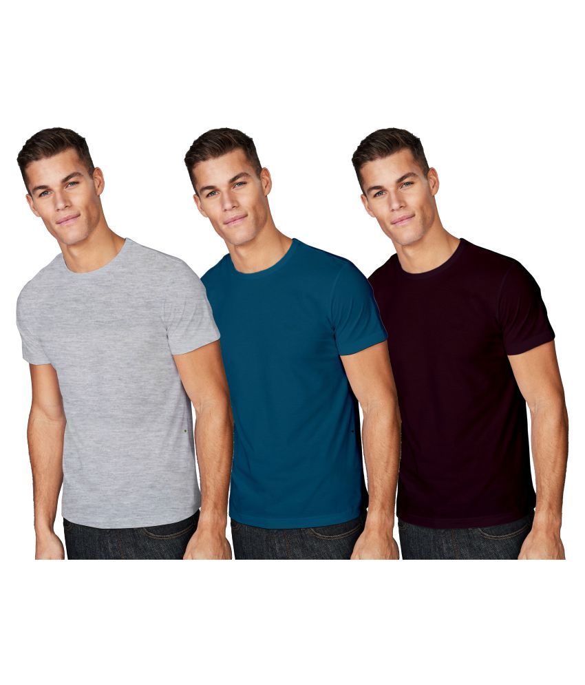     			ESPARTO Cotton Multicolor Solids T-Shirt Pack of 3