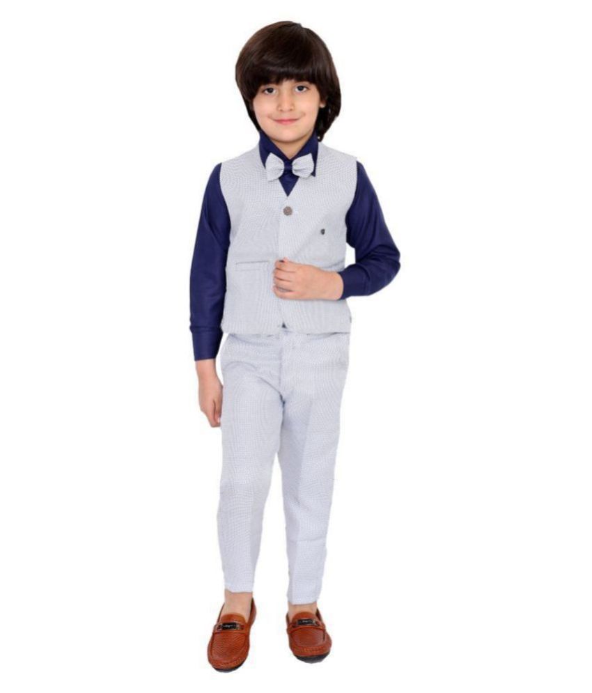     			Fourfolds Pack of 1 Boys Cotton Blend Shirt & Pants ( Blue )