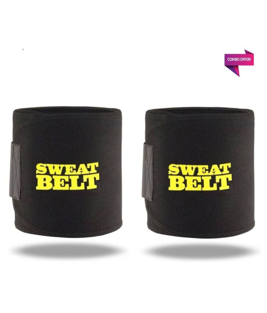     			DynFIT sweat slim belt, tummy shaper, body shaper weight loss for men and women adjustable sauna belt slim belt- Pack of 2
