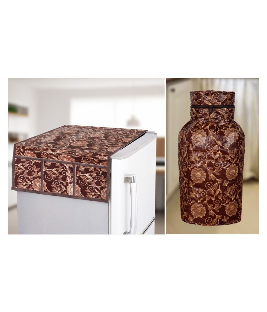     			E-Retailer Set of 2 Polyester Brown Fridge Top Cover