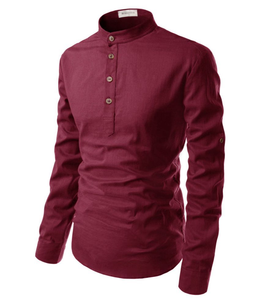 linen maroon shirt