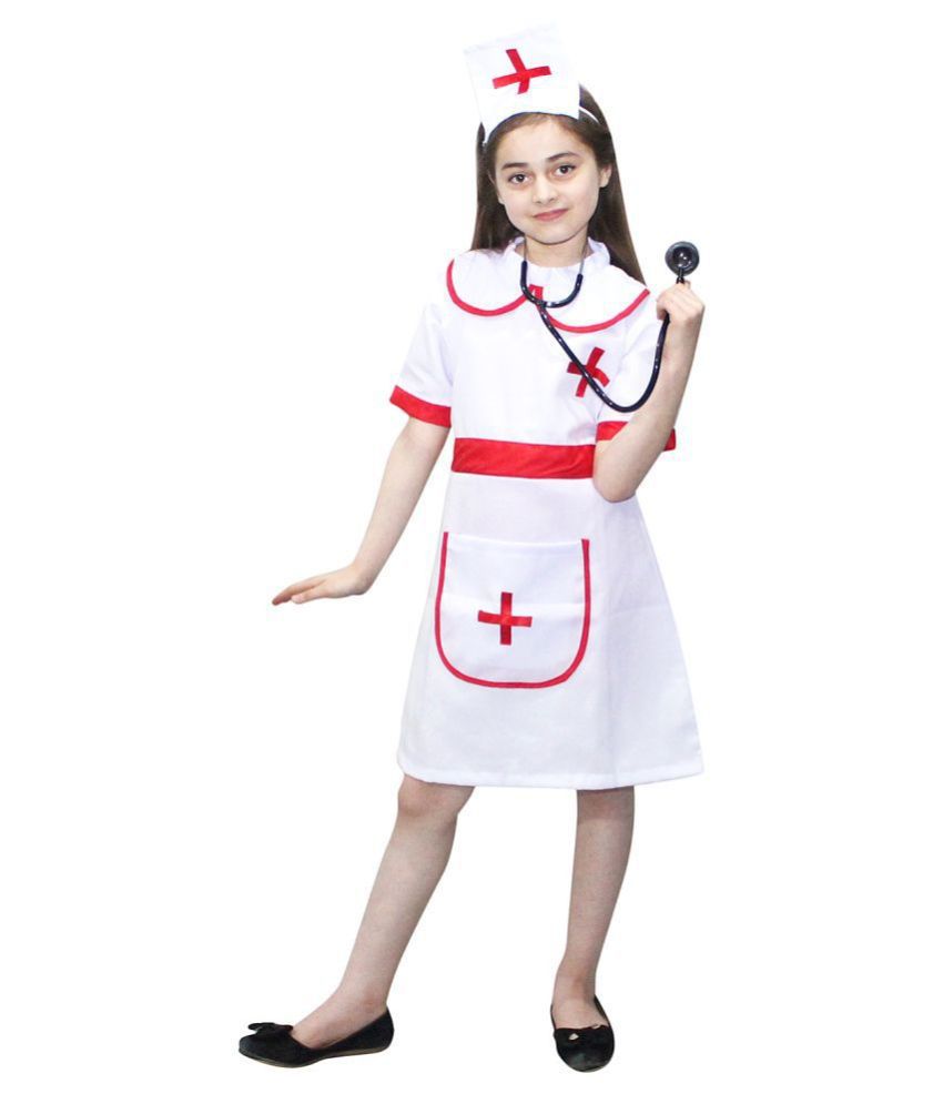     			Kaku Fancy Dresses Our Helper Nurse Costume with Stethescope - White, 3-4 Year, for Girls