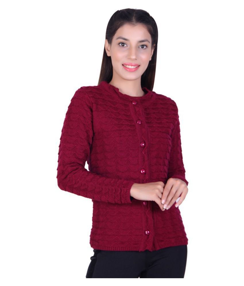     			Ogarti Woollen Purple Buttoned Cardigans