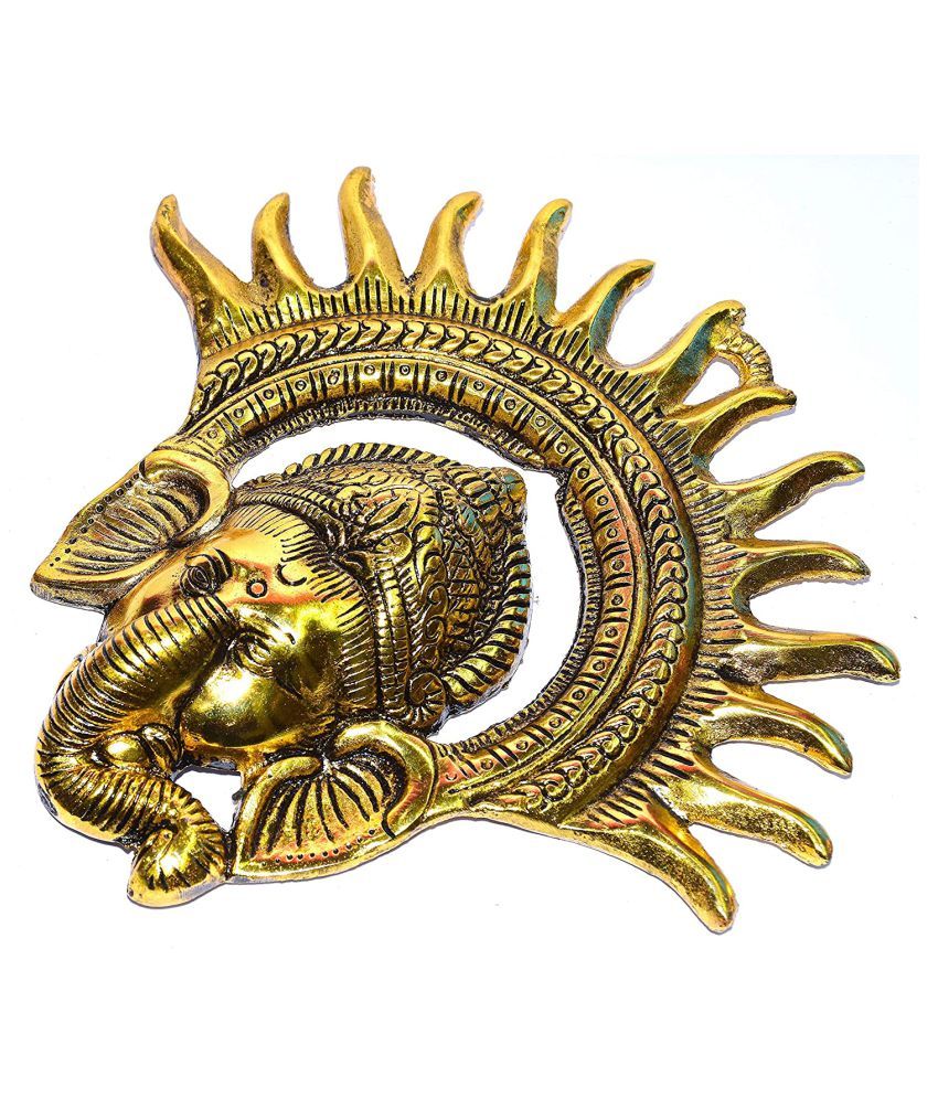 Metal Lord Ganesh Face Idol Metal Ganesh Door Hanging Metal Golden