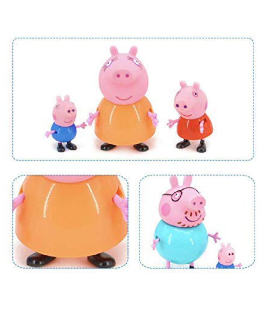TVMedia Peppa Pig Family Toy, Set of 4 with House Set ...