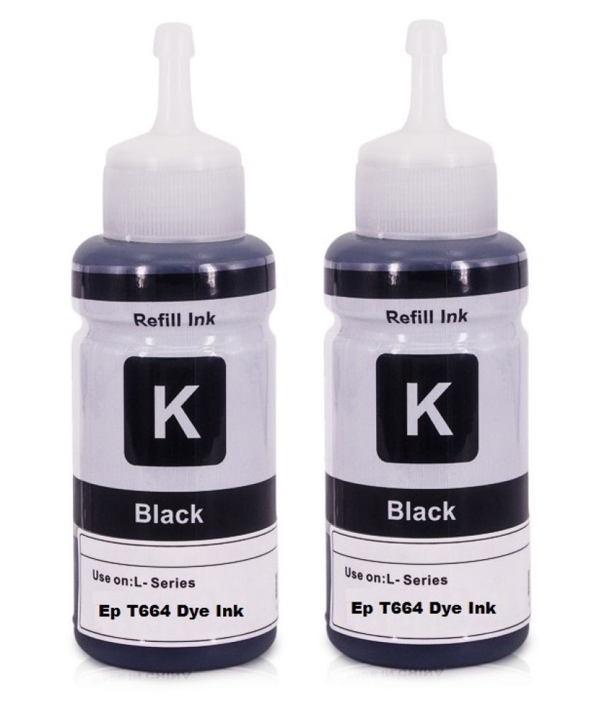 REFILL INK T664 Epson L-Series  Black Pack of 2 Ink bottle for Compatible Epson Ecotank L1300,L110,L130,L210,L220,L310,L360,L365,L405,L465,L485,L565,L605 & L655