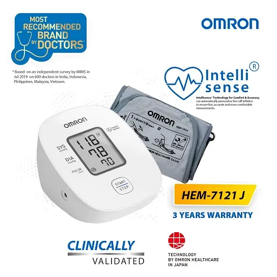 Omron HEM 7143T1 Digital Bluetooth Blood Pressure Monitor with Cuff  Wrapping Guide & Intellisense Technology For Most Accurate Measurement