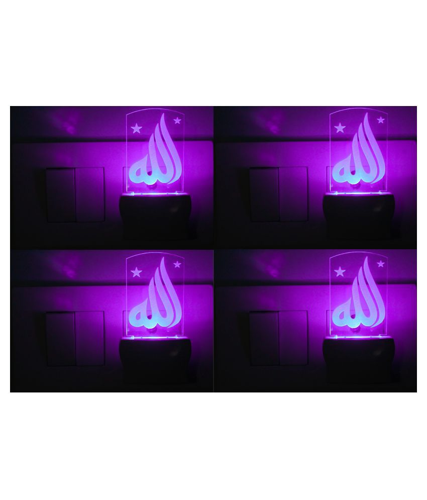     			AFAST 3D Illusion LED Holy Word ALLAH Night Lamp Multi - Pack of 4