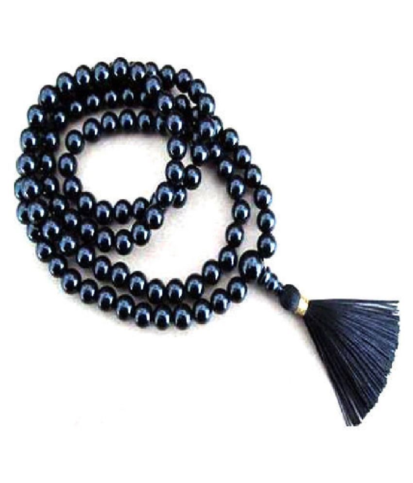 KUNDLI GEMS Precious Gemstone Black Pearl Beaded String Mala for Unisex