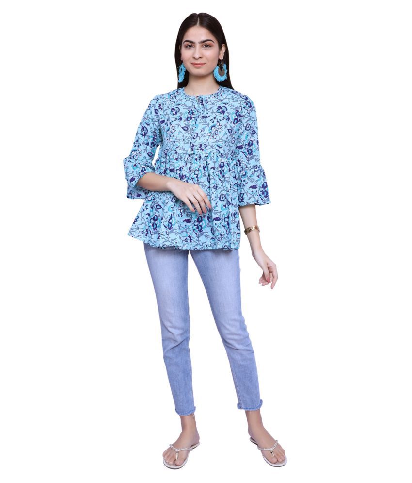 blue colour full frock