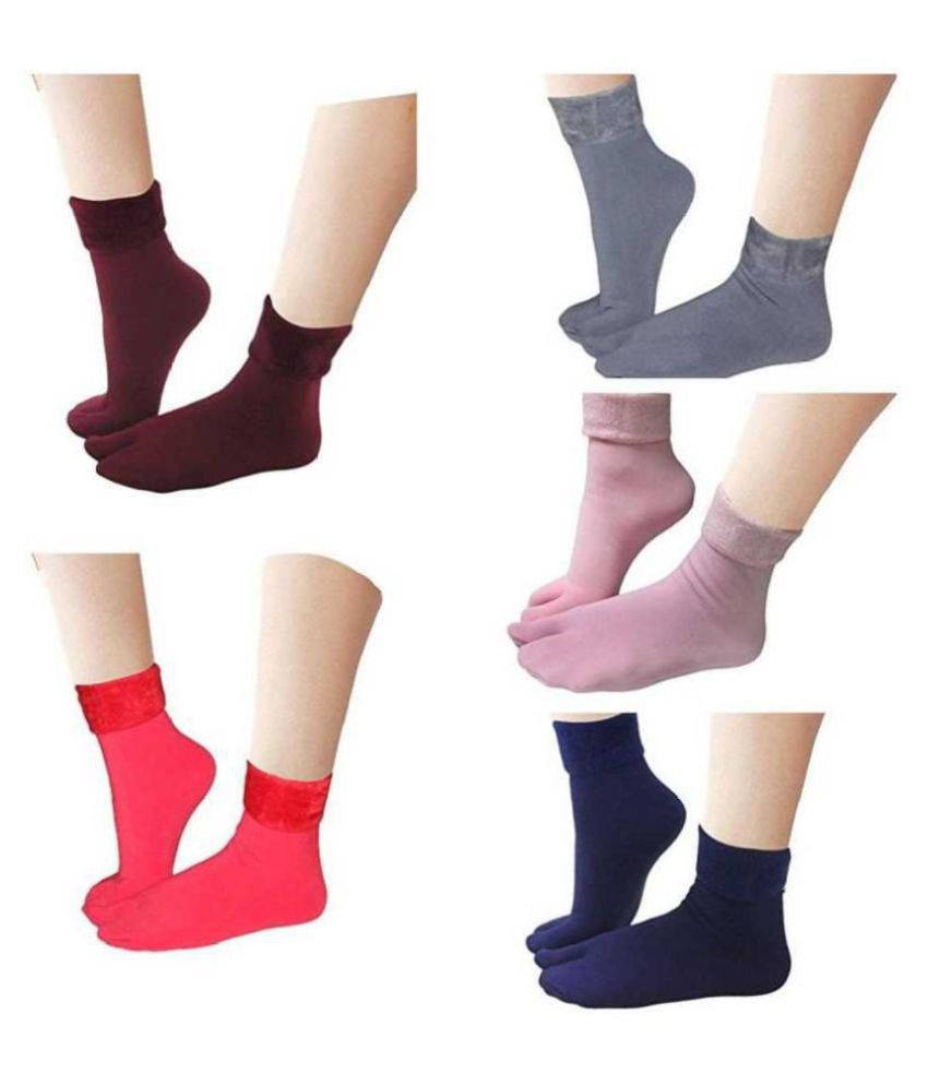     			TOTAL HEALTH - Multicolor Velvet Women's Ankle Length Socks ( Pack of 5 )