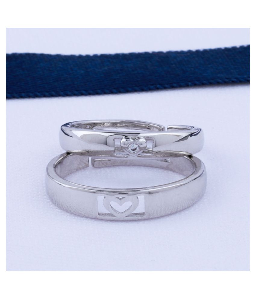     			Adjustable Couple Rings Set for lovers Silver Plated Solitaire for Men and Women-2 pieces