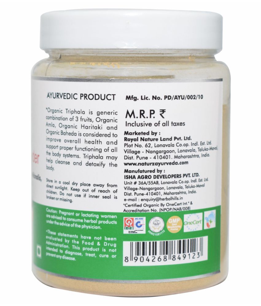 Naturz Ayurveda Organic Triphala Powder 200 gm Buy Naturz Ayurveda