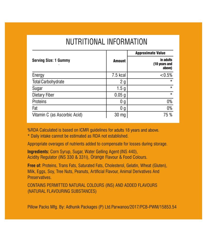 PURNA GUMMIES Immunity Orange Vitamin C 30 no.s Vitamins Gummy Buy