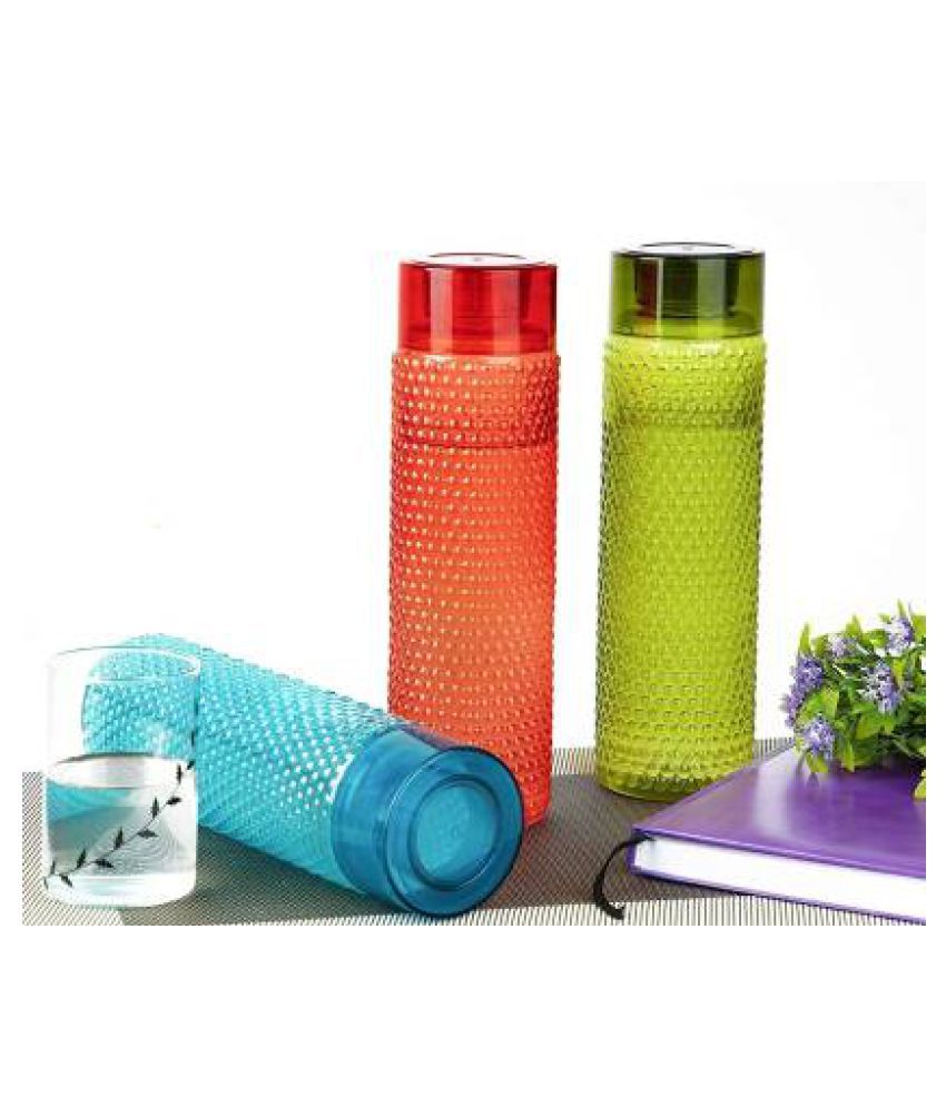     			Analog Kitchenware PET Bubble Shape School/College/Office Multicolour PET Fridge Water Bottle 1000 mL ( Set of 3 )